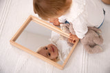 Small wooden mirror tray
