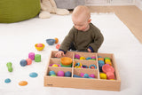 Rainbow wooden super set + wooden sorting tray (7- way)