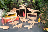 Wooden dinosaur blocks - pack 10