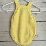 Hand knitted baby romper - lemon