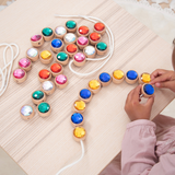 Wooden lacing jewels - pack of 36 plus 3 laces