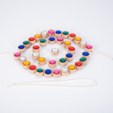Wooden lacing jewels - pack of 36 plus 3 laces