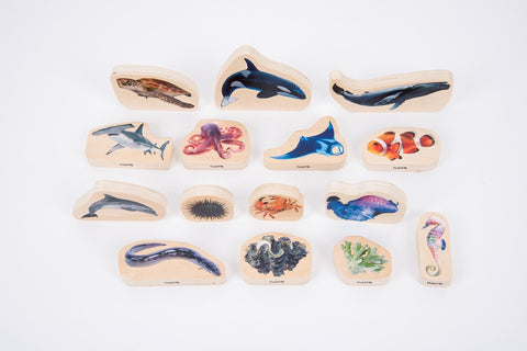 Wooden sea life blocks - pack of 15