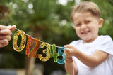 Rainbow glitter numbers - pack of 14