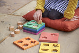 Rainbow wooden shape stacker
