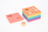 Rainbow wooden shape stacker
