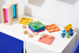 Rainbow wooden shape stacker