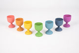 Rainbow wooden egg cups - pack 7