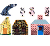 The Three Little Pigs wooden characters set