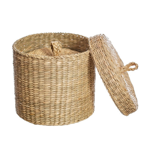 Set of 2 sea grass baskets with lids