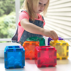 6 ways to extend magnetic tile play using loose parts