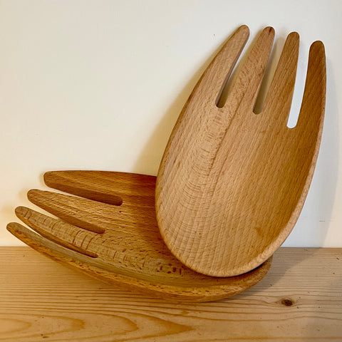 Pair of wooden bear claw salad servers (preloved)