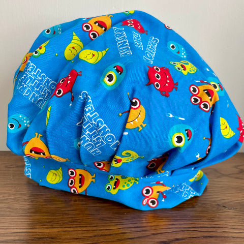Little monster chef’s hat and tea towel (preloved)