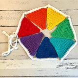 Crocheted rainbow bunting