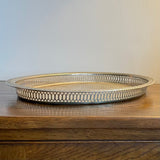 Slightly tarnished silver plated galleried oval tray (preloved)