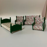 Set of doll’s house furniture-bed, sofa and armchairs (preloved)