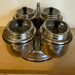 Stainless steel lazy Susan style chutney set (preloved)