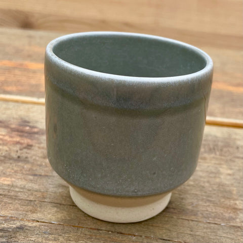 Chunky green and cream pottery pot (preloved) *DELICATE ITEM*