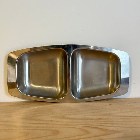 Small stainless steel tray with 2 compartments (preloved)