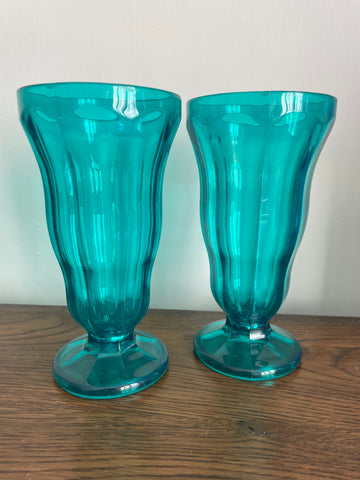 Pair of teal plastic sundae glasses (preloved)