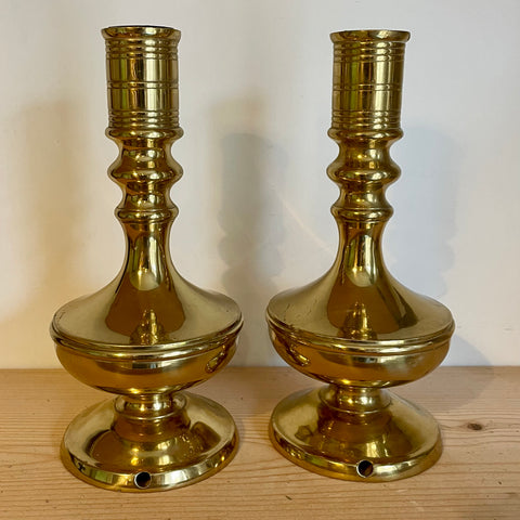 Pair of heavy brass candlesticks-please read description (preloved)