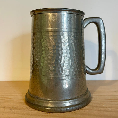 English pewter with hammered effect and engraved line design (preloved)
