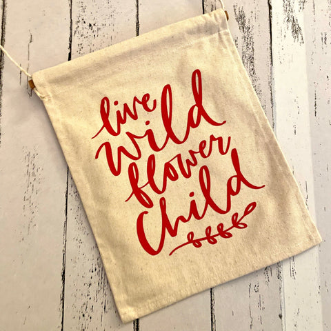 Live wild flower child canvas wall hanging