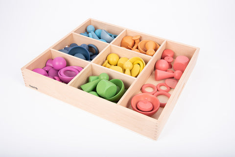 Rainbow wooden super set + wooden sorting tray (7- way)
