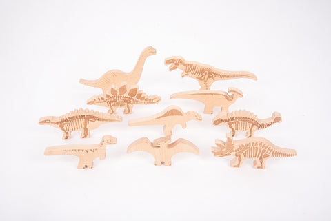Wooden dinosaur blocks - pack 10