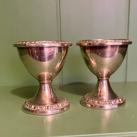 Pair of decorative metal eggcups (preloved)