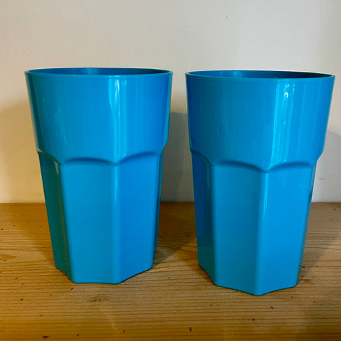 Pair of blue plastic tumblers (preloved)