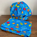 Little monster chef’s hat and tea towel (preloved)