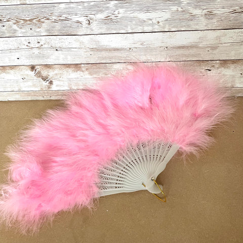 Pink feathers and plastic fan (preloved)