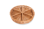 Wicker round basket with 6 compartments