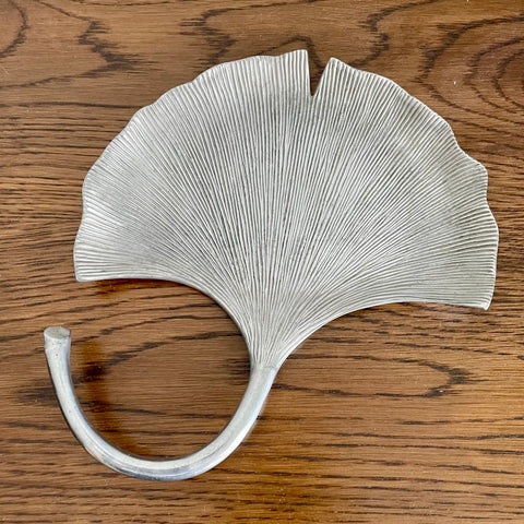Metal ginkgo leaf shaped dish (preloved)