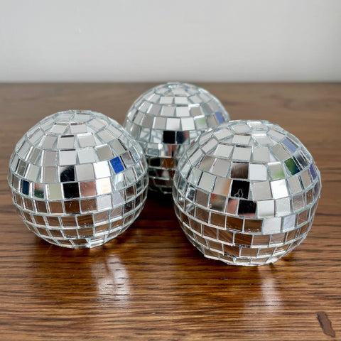 Set of 3 ‘disco ball’ ornaments (preloved)