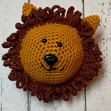 Crocheted animal head wall hanging - lion