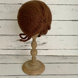 Hand knitted bonnet - chocolate