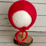 Hand knitted bonnet - raspberry pink