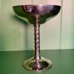 Metal champagne goblet with decorative stem - please note some tarnishing (preloved)