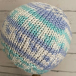 Blue and white patterned beanie hat