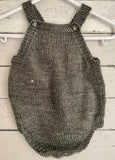 Hand knitted baby romper - dark grey