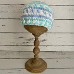 Blue and white patterned beanie hat