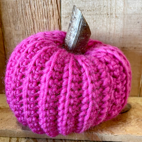 Handmade pumpkin - large- bright pink colour