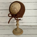 Hand knitted bonnet - chocolate