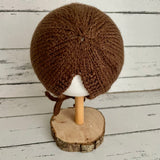 Hand knitted bonnet - chocolate