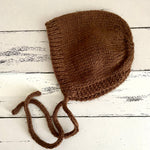 Hand knitted bonnet - chocolate