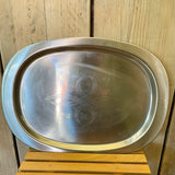 Large stainless steel tray with etched curved design (preloved)