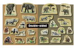 Endangered animal families wooden characters