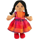 Lanka Kade girl rag doll brown skin, black hair